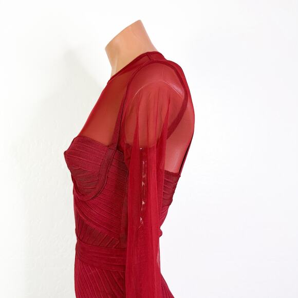House of CB Coquette Lolita Feminine Noelle Bandage Sheer Sleeve Dress Red sz XS - Picture 7 of 11